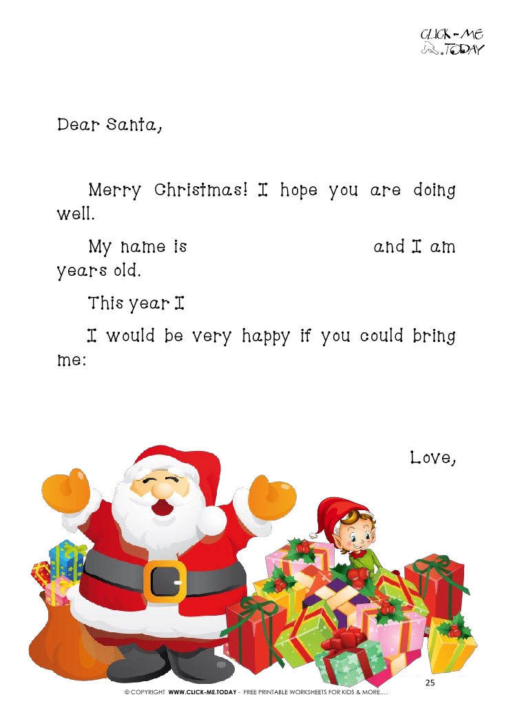 Free text Letter to Santa template from toddlers 25